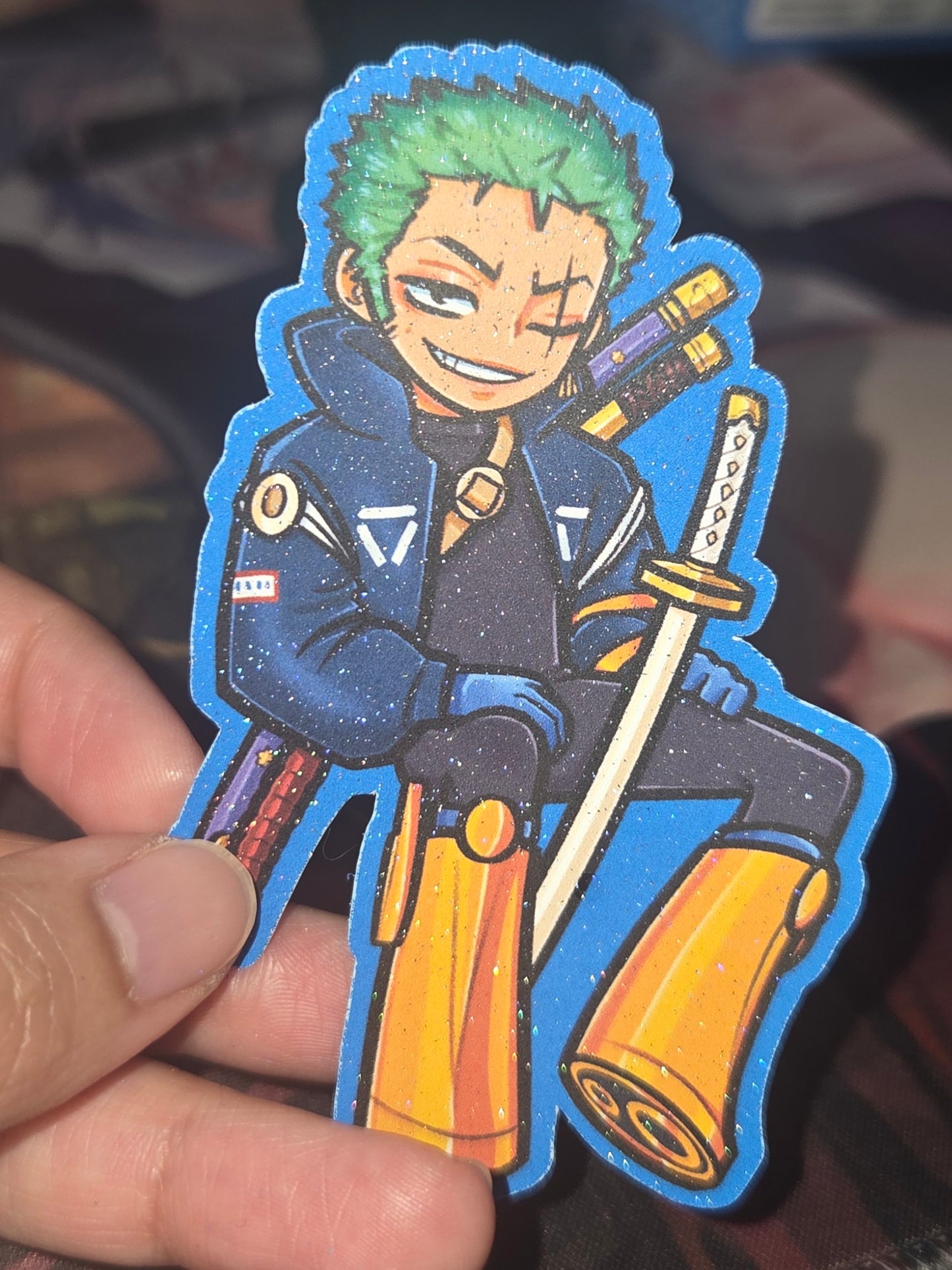 One Piece Egghead Zoro Glitter Sticker