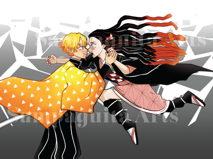 Demon Slayer Zenitsu x Nezuko Print